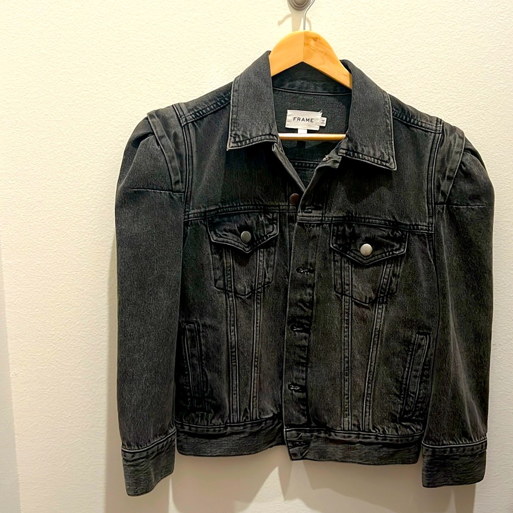 BLACK/GRAY FRAME DENIM JACKET